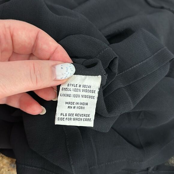 Yoana Baraschi Black Long Sleeve Rhinestone Beaded Sheath Dress Size 12 - Picture 8 of 13